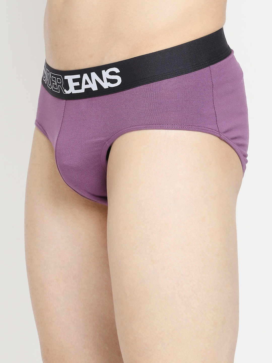 Underjeans by Spykar Dull Purple & Black Cotton Blend Brief - Pack Of 2