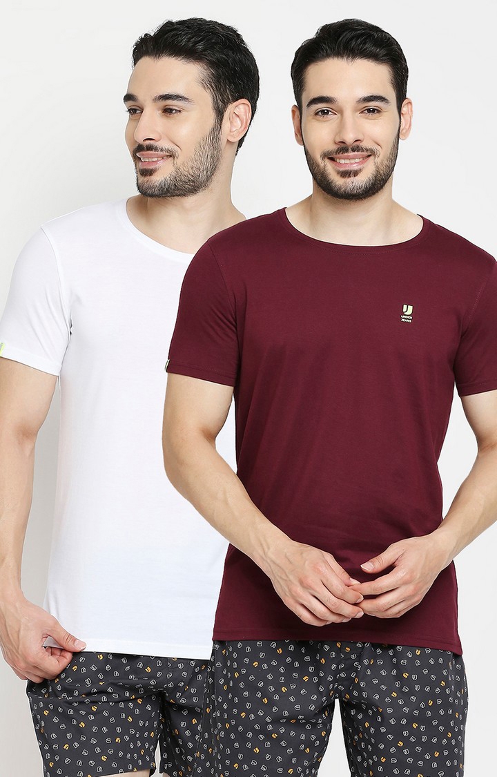 Men's White Cotton Solid T-Shirts