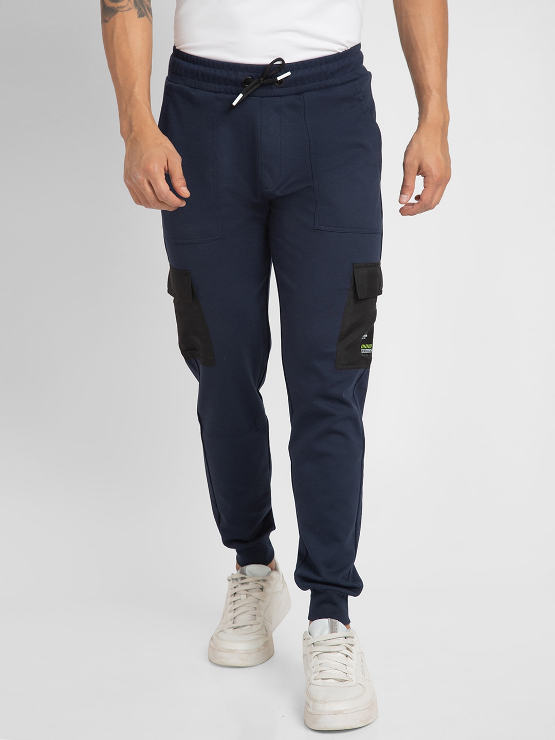 spykar | Men's Blue Blended Solid Trackpants