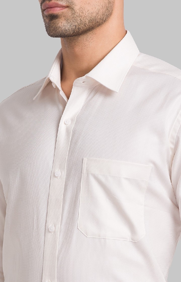 Raymond Beige Solid Contemporary Fit Casual Shirts For Men