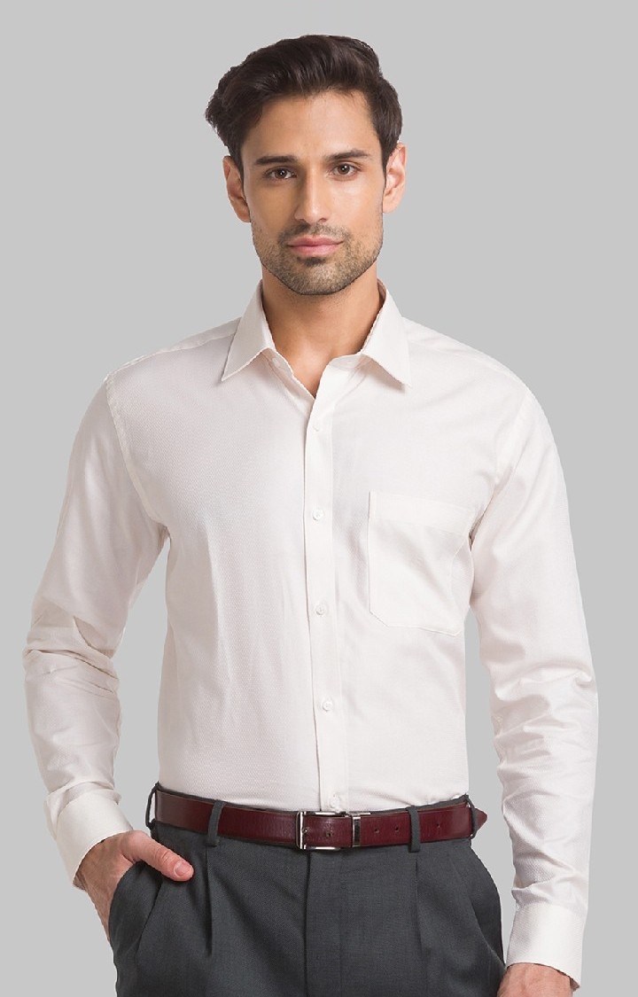 Raymond | Raymond Beige Solid Contemporary Fit Casual Shirts For Men