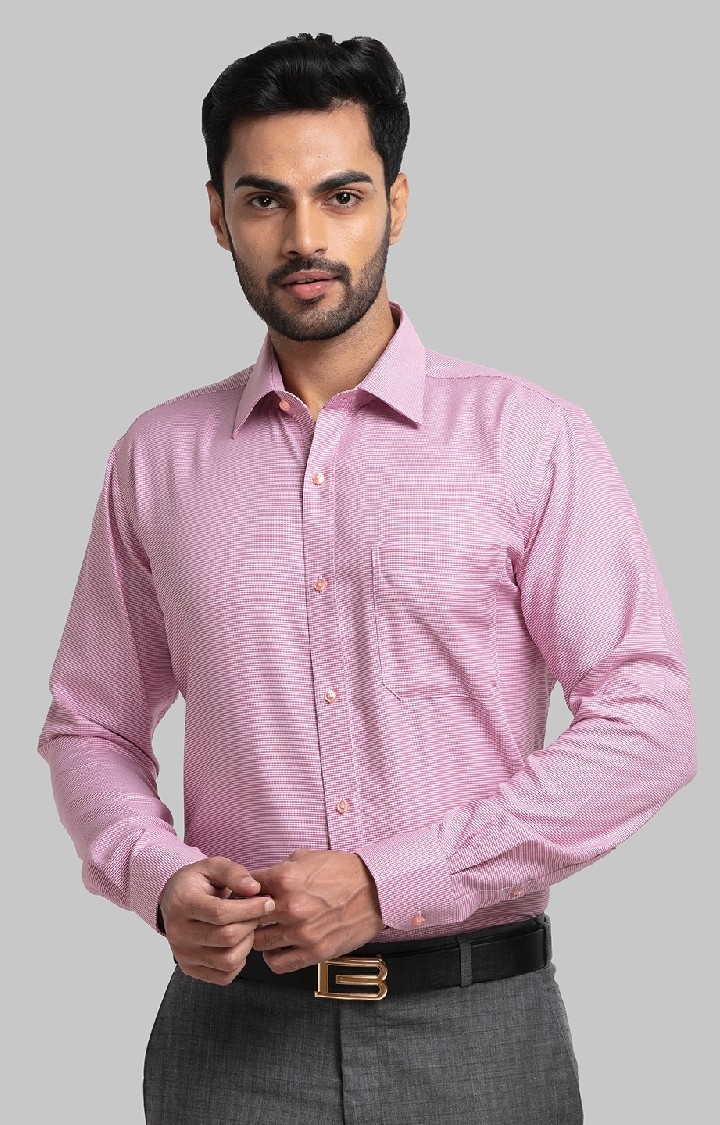 Raymond | Raymond Red Solid Contemporary Fit Formal Shirts For Men