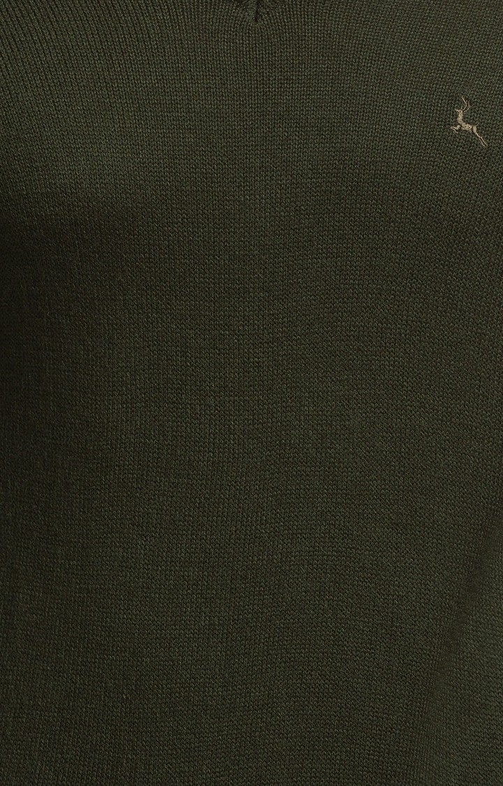 PARX Regular Fit Green Sweater For Men