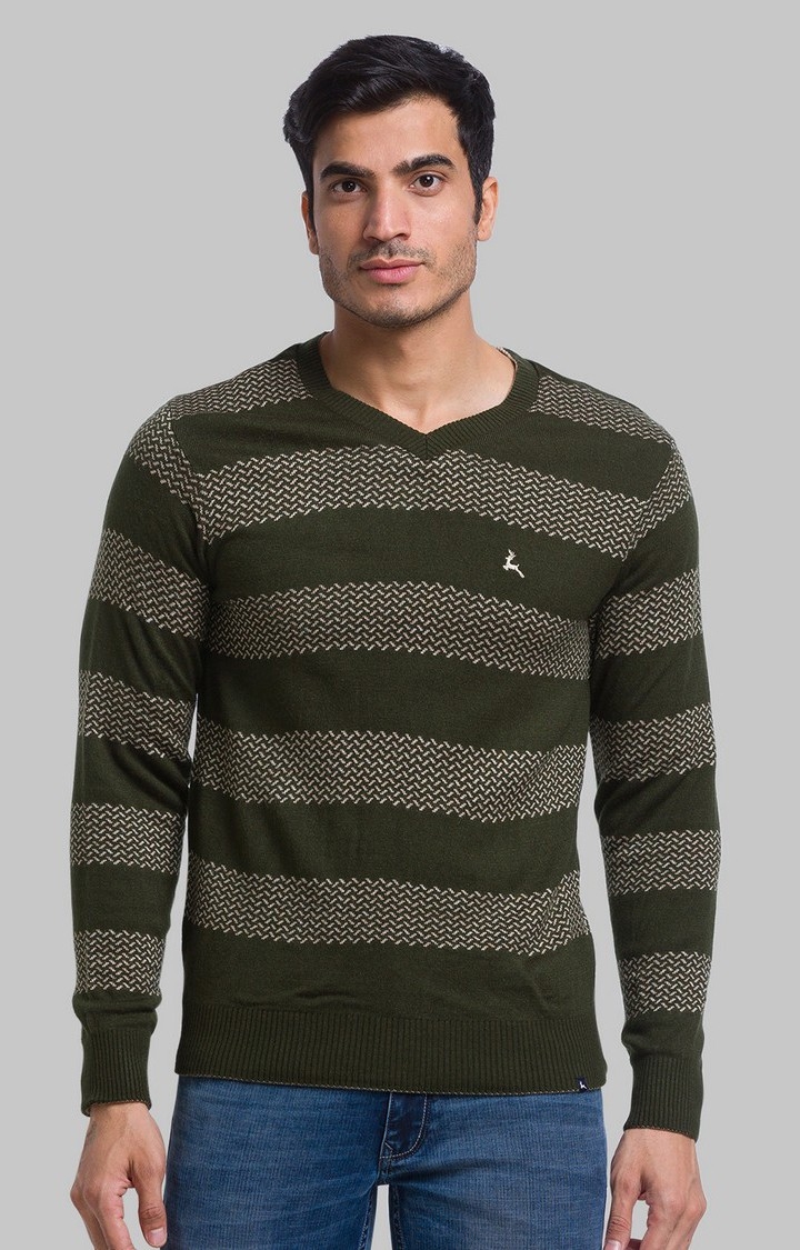 PARX | PARX Regular Fit Green Sweater For Men
