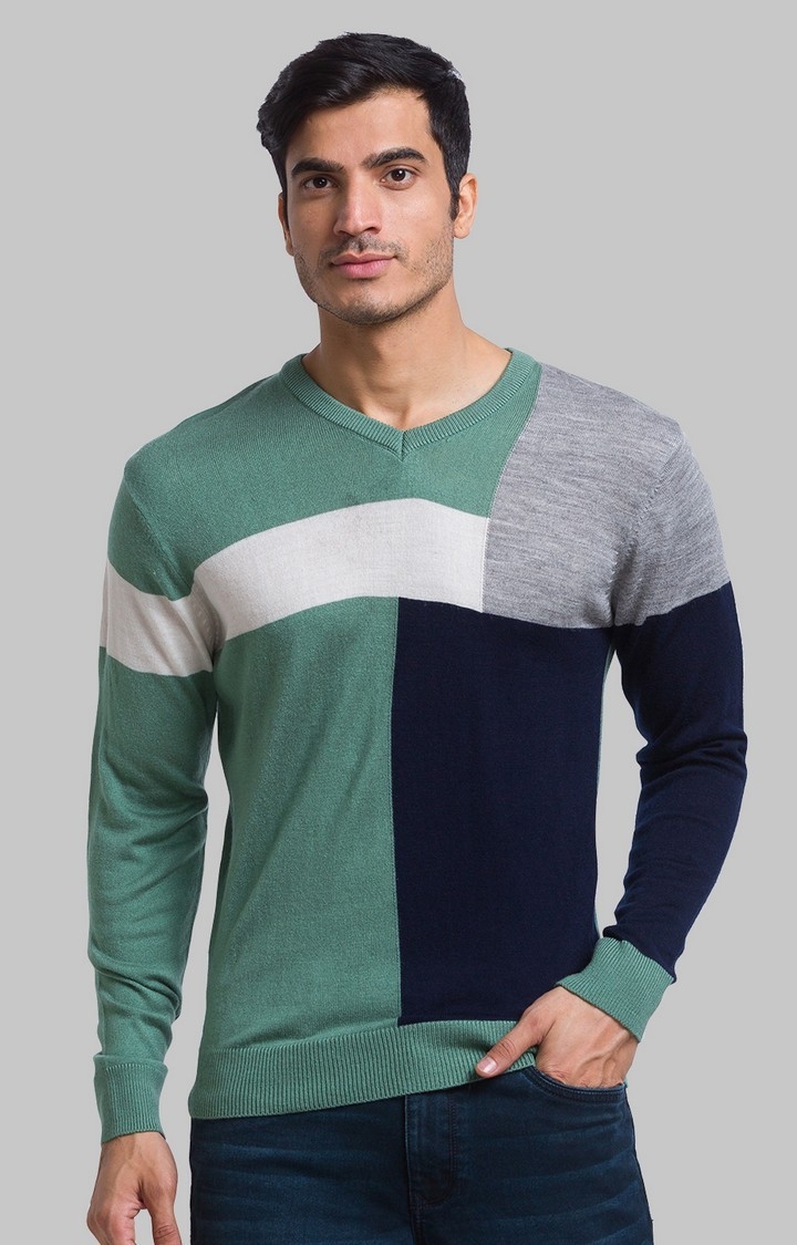 PARX | PARX Regular Fit Green Sweater For Men