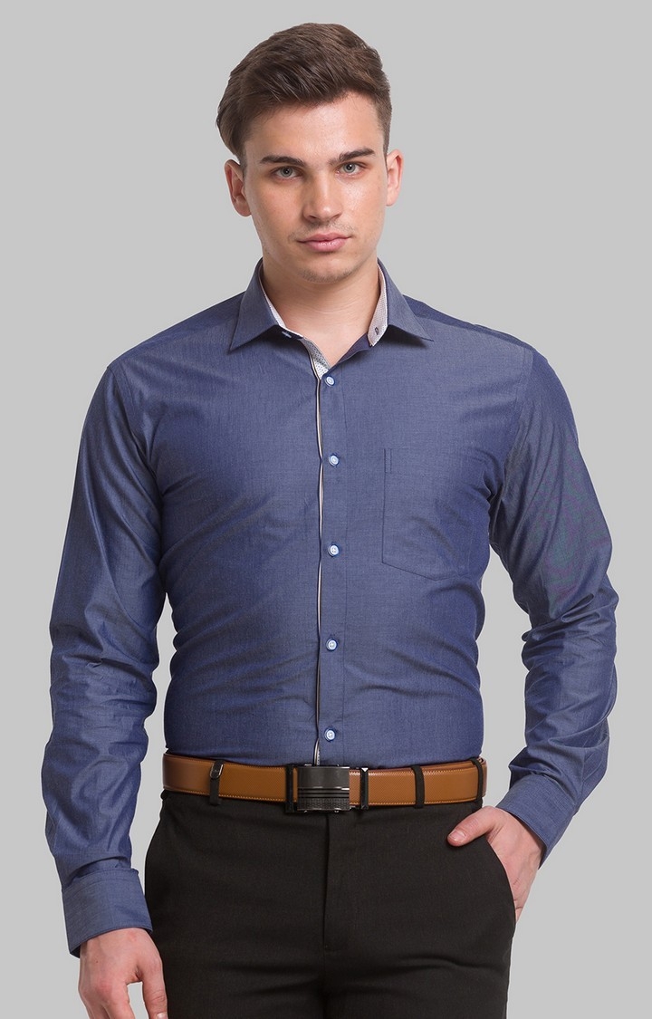 Park Avenue | Park Avenue Blue Stripe Slim Fit Formal Shirts For Men