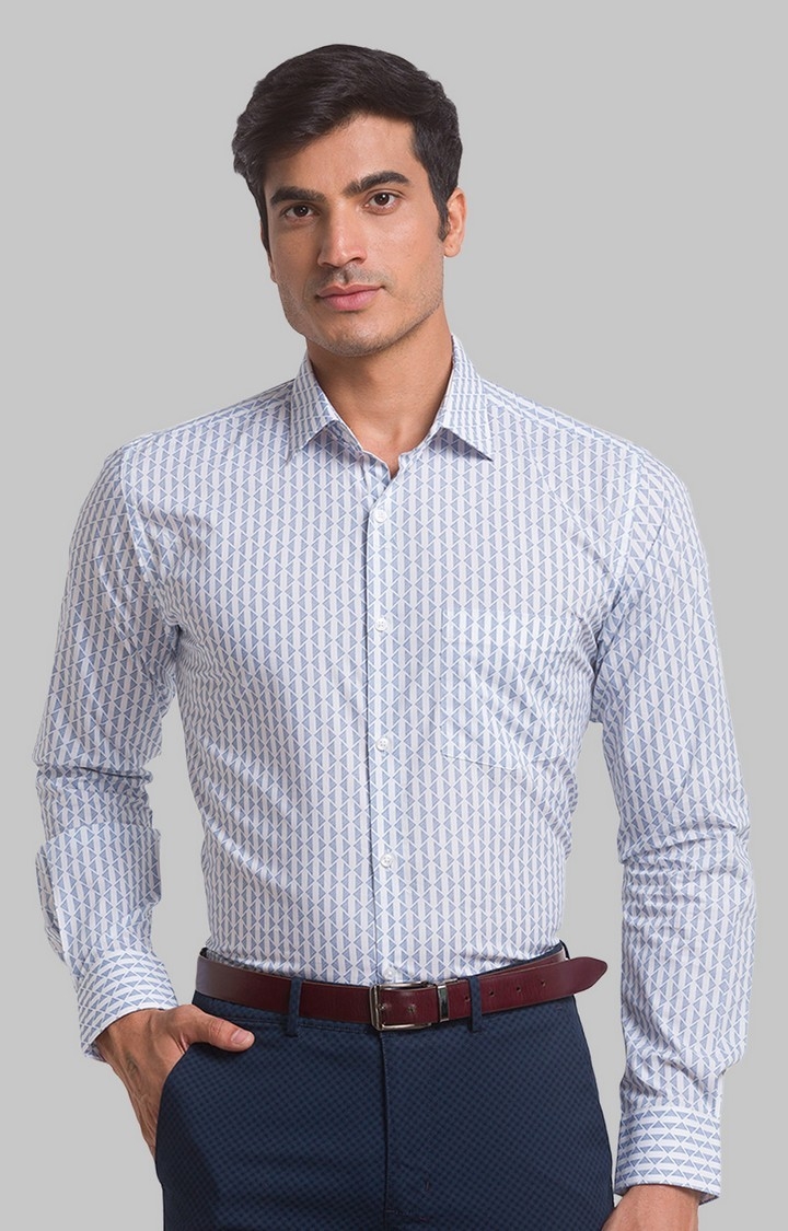 Park Avenue | Park Avenue Blue Print Slim Fit Formal Shirts For Men