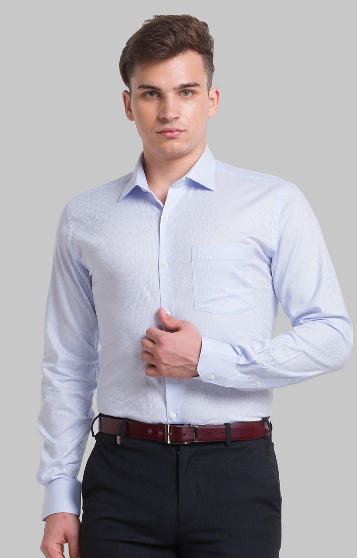 Park Avenue | Park Avenue Blue Solid Slim Fit Formal Shirts For Men