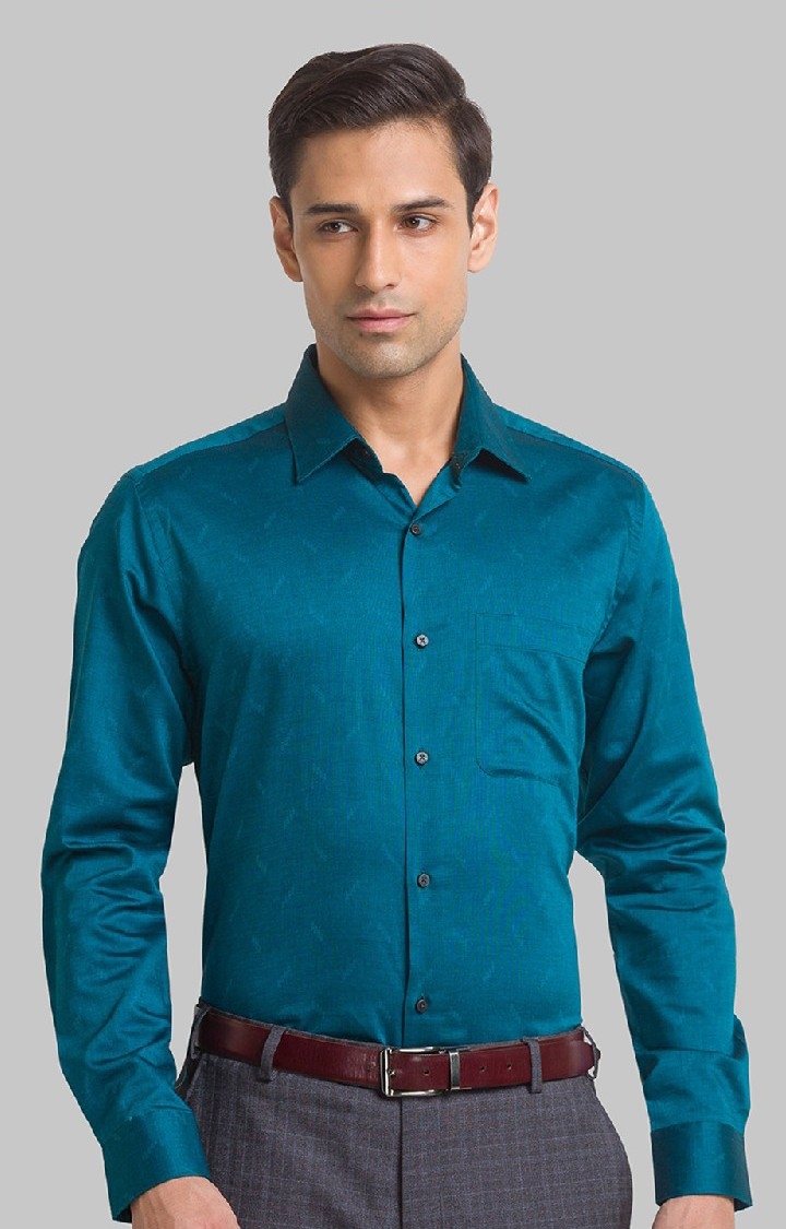 Raymond | Raymond Green Solid Contemporary Fit Casual Shirts For Men