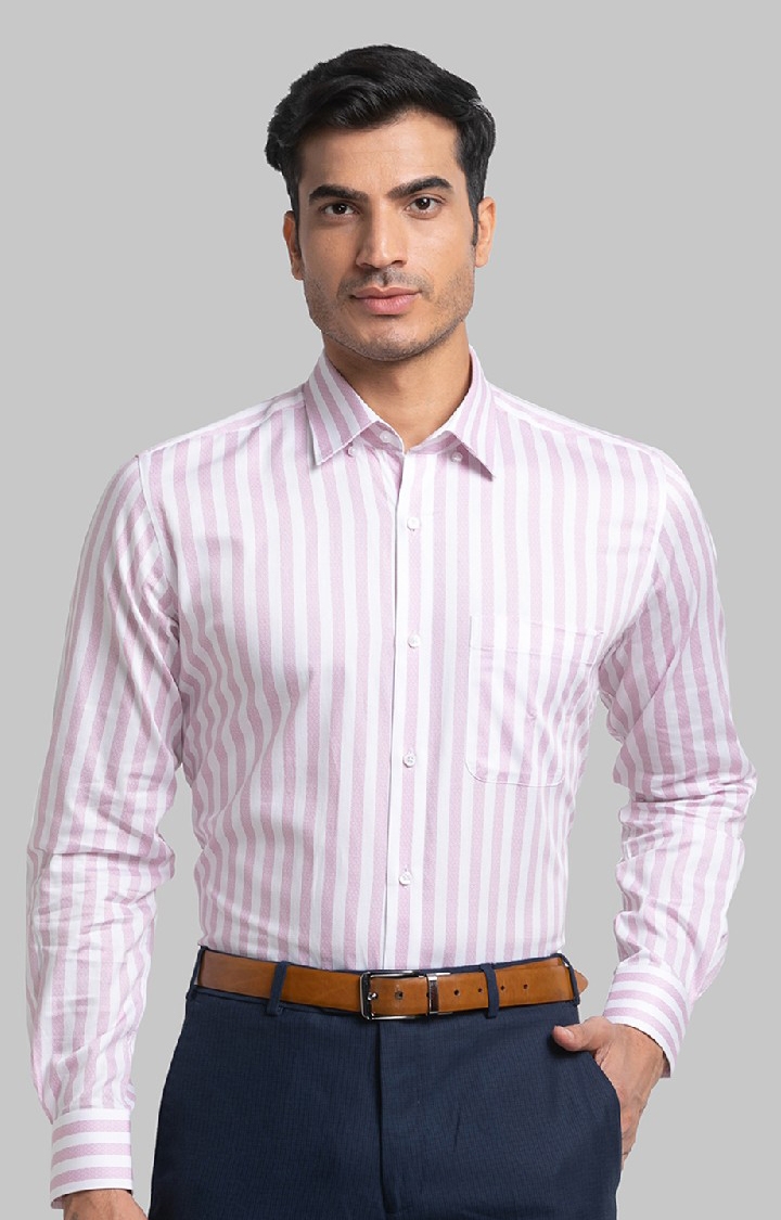 Raymond | Raymond Red Print Contemporary Fit Formal Shirts For Men