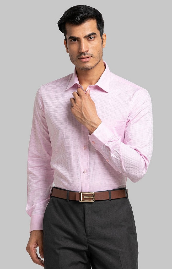 Raymond | Raymond Red Solid Contemporary Fit Formal Shirts For Men