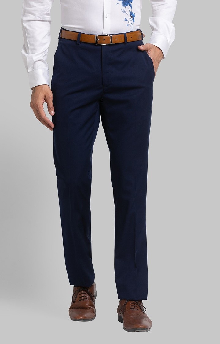 Raymond Contemporary Fit Blue Formal Trouser For Men