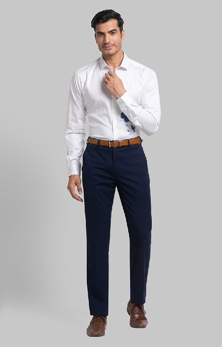 Raymond Contemporary Fit Blue Formal Trouser For Men