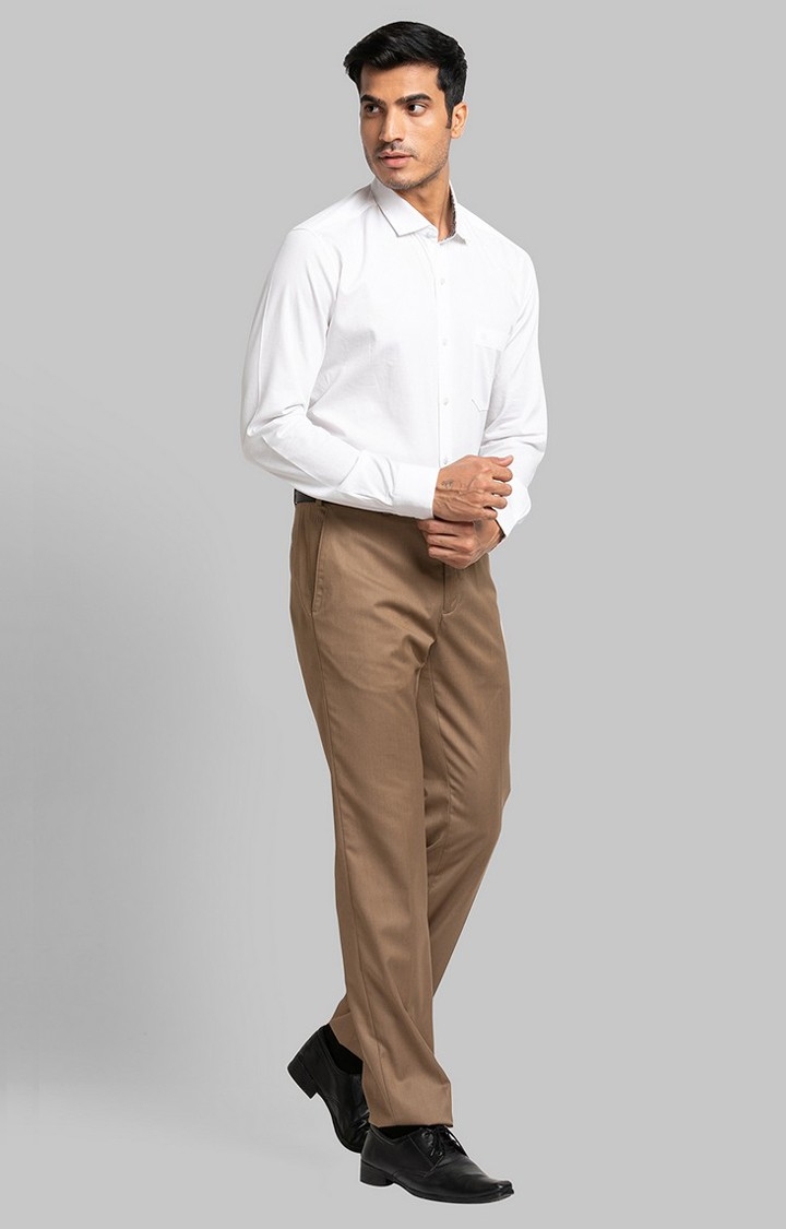 Raymond Contemporary Fit Beige Formal Trouser For Men