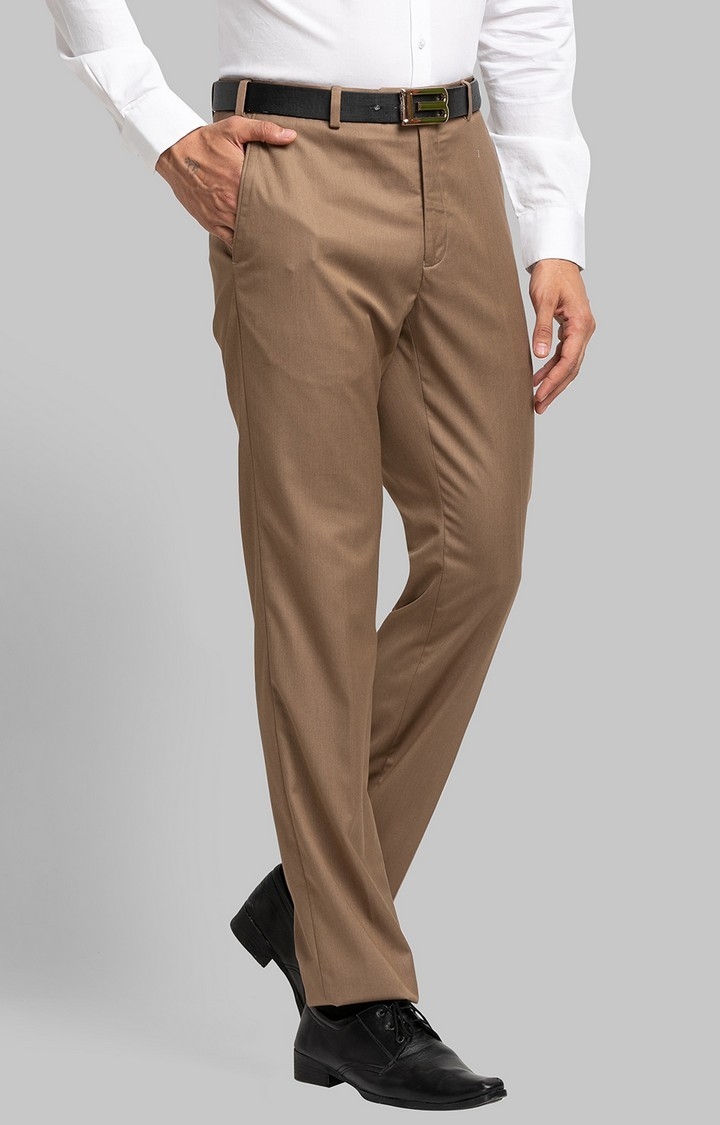 Raymond Contemporary Fit Beige Formal Trouser For Men