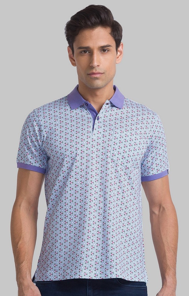 Raymond Contemporary Fit Blue T-Shirt For Men