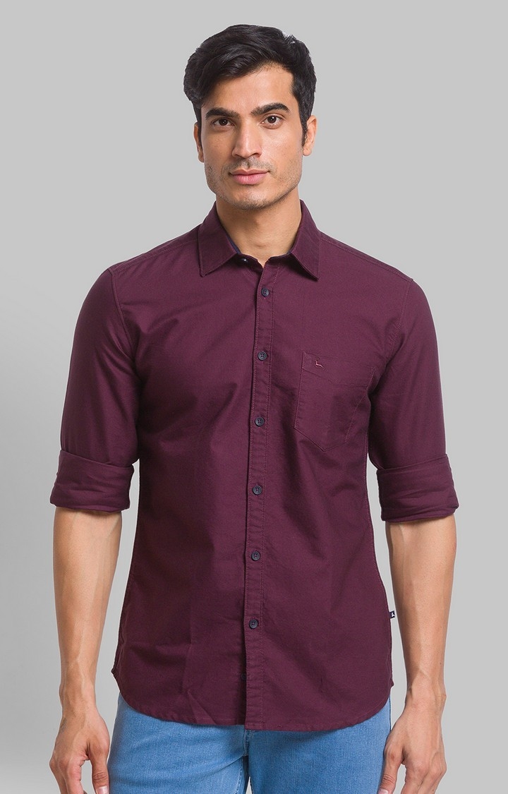 PARX | PARX Red Solid Slim Fit Casual Shirts For Men