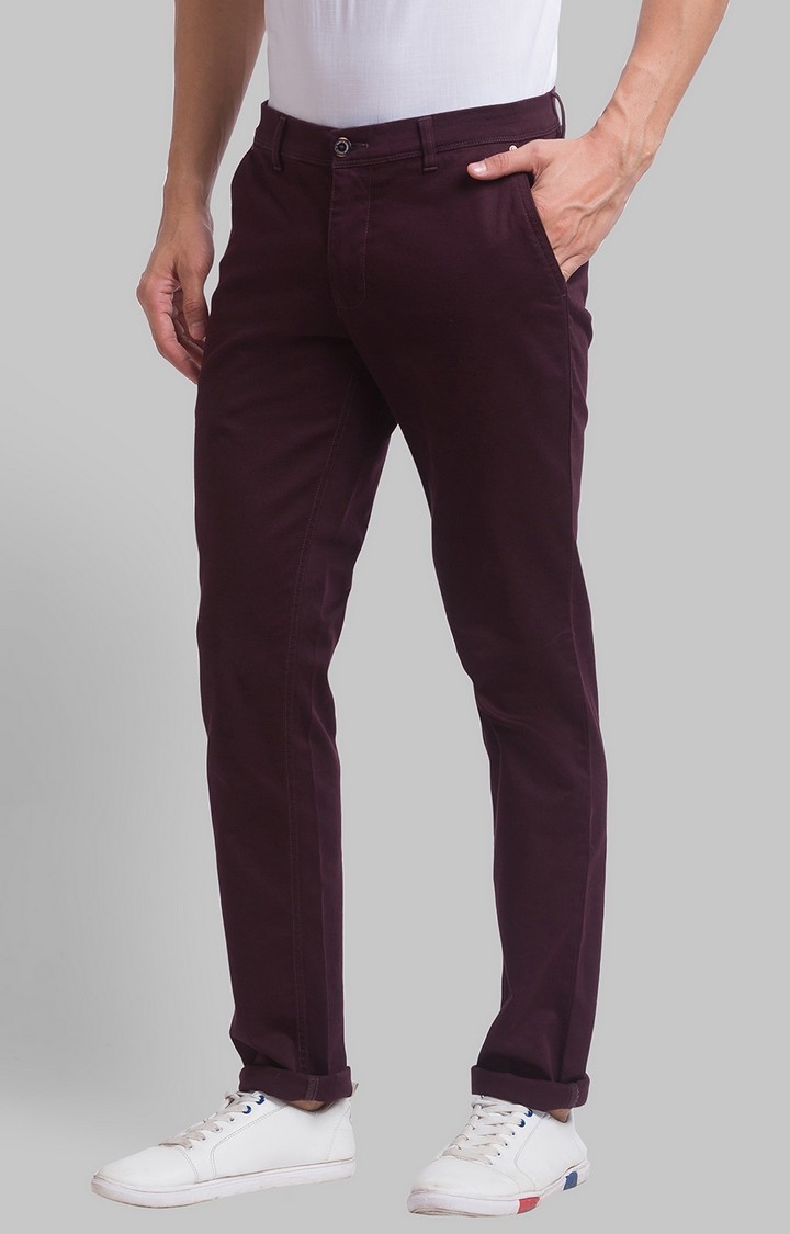 PARX Low Rise Tapered Fit Red Casual Pant For Men