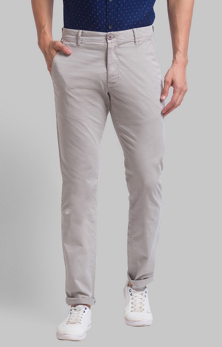 PARX | PARX Low Rise Tapered Fit Grey Casual Pant For Men