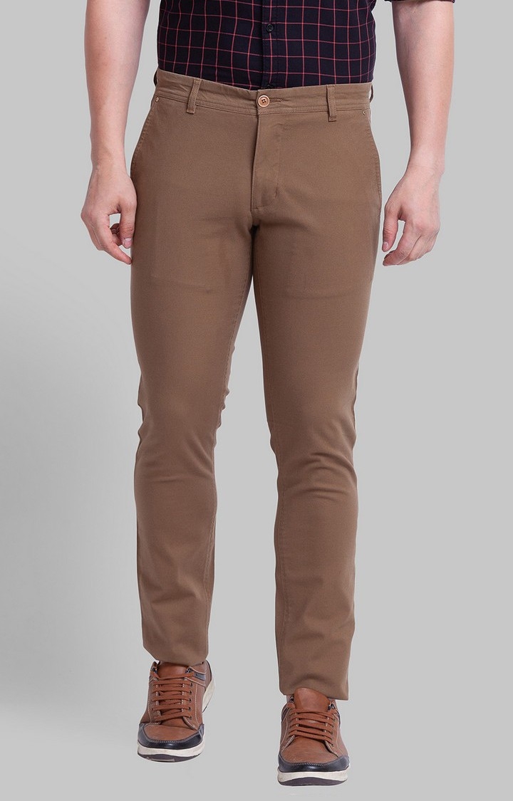 PARX Low Rise Tapered Fit Beige Casual Pant For Men