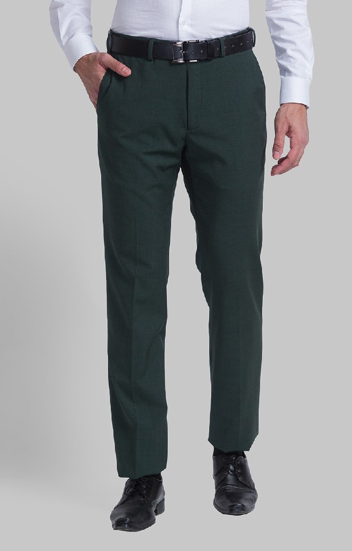 Raymond | Raymond Contemporary Fit Green Formal Trouser For Men