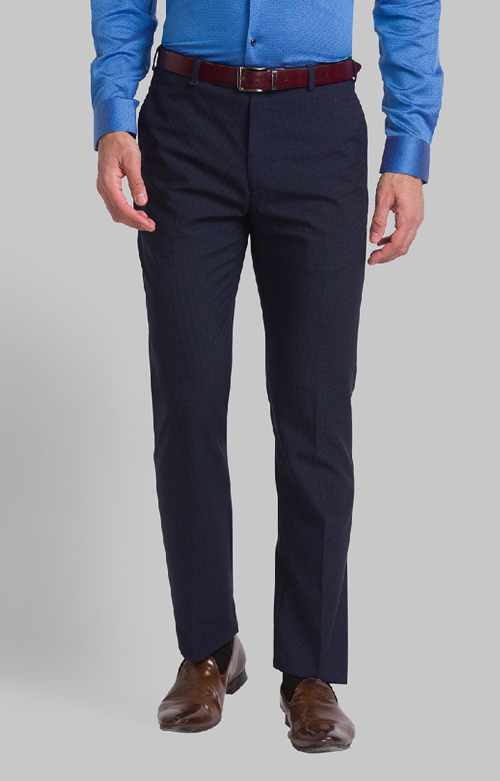 Raymond | Raymond Contemporary Fit Blue Formal Trouser For Men