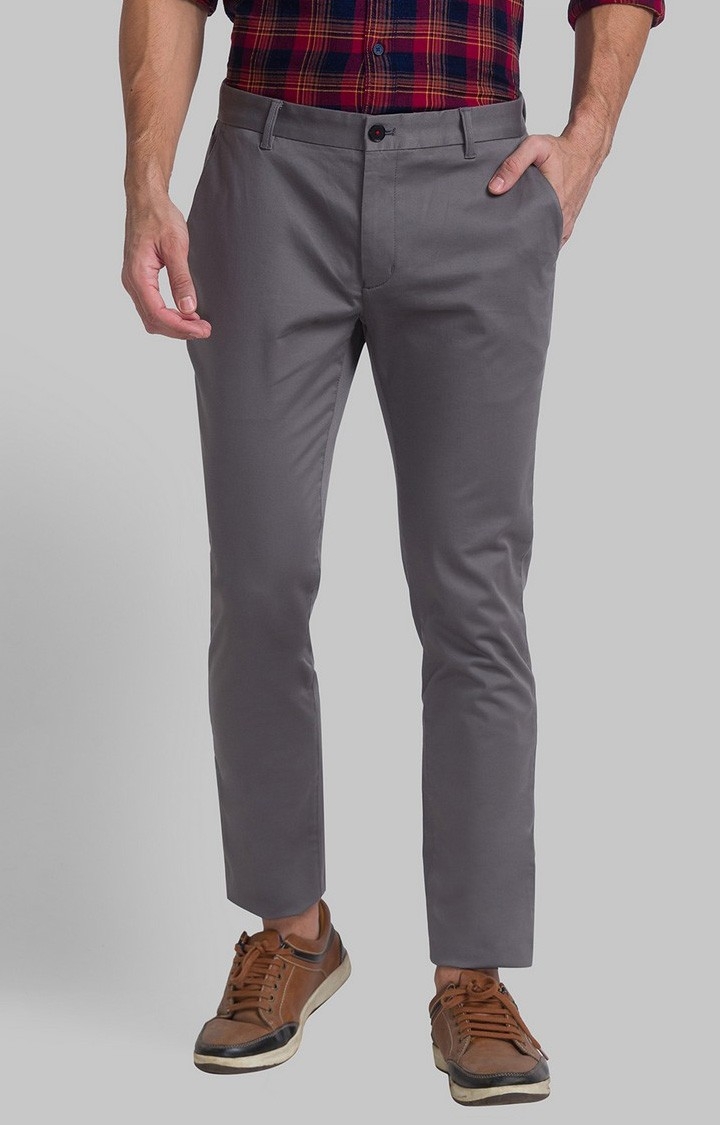 Raymond Slim Fit Grey Casual Pant For Men