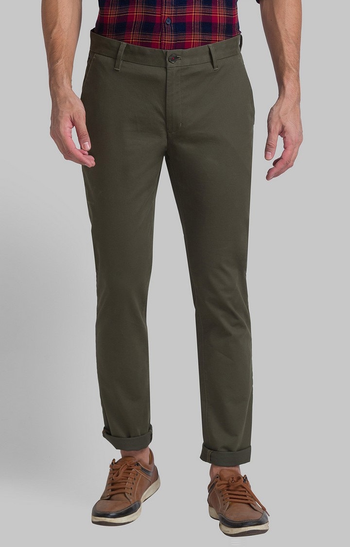 Raymond Slim Fit Green Casual Pant For Men