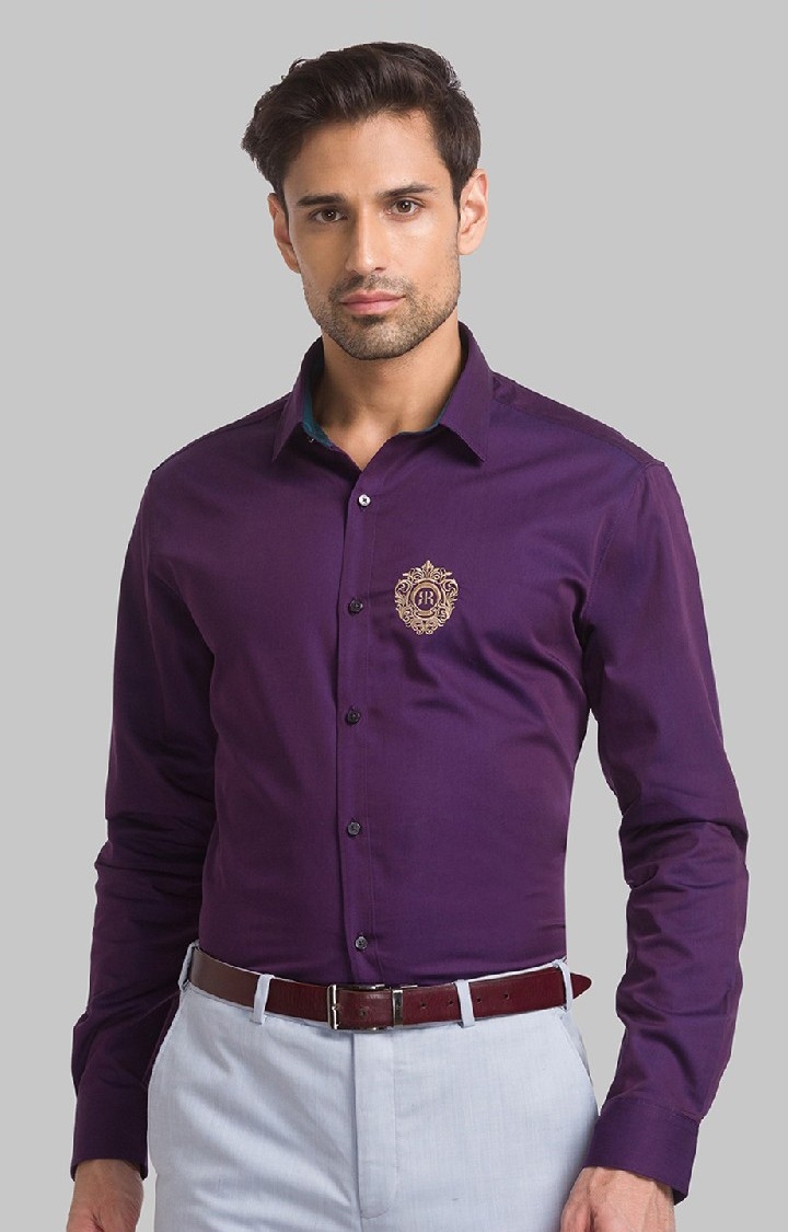 Raymond | Raymond Violet Solid Slim Fit Casual Shirts For Men