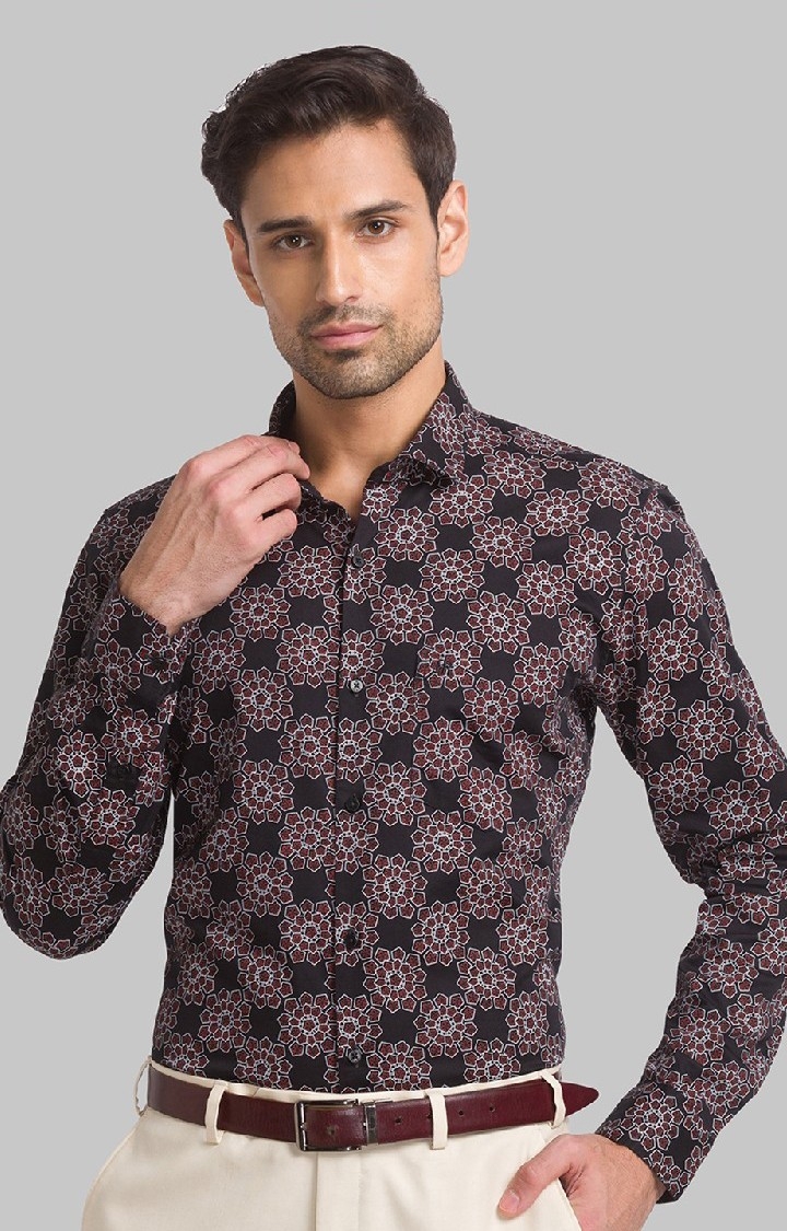 Raymond | Raymond Red Print Contemporary Fit Casual Shirts For Men
