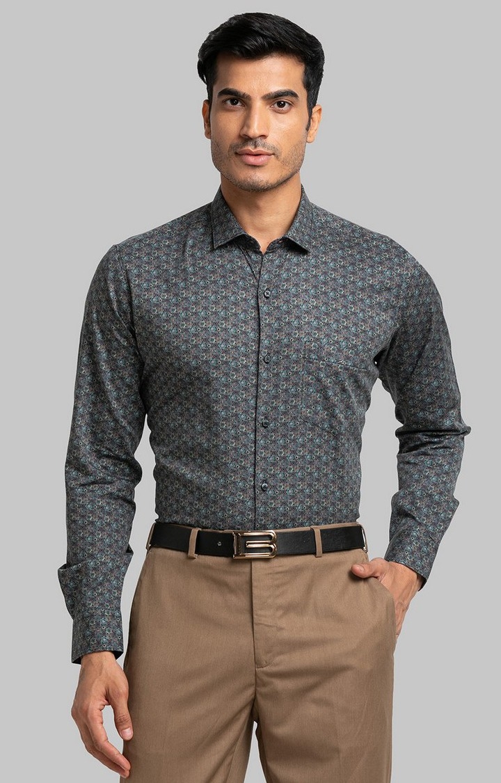 Raymond Green Print Contemporary Fit Casual Shirts For Men