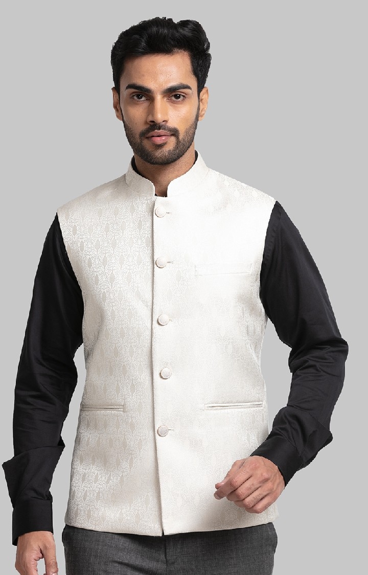 Raymond Contemporary Fit Beige Waistcoat For Men