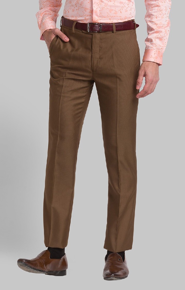 Raymond | Raymond Contemporary Fit Brown Formal Trouser For Men