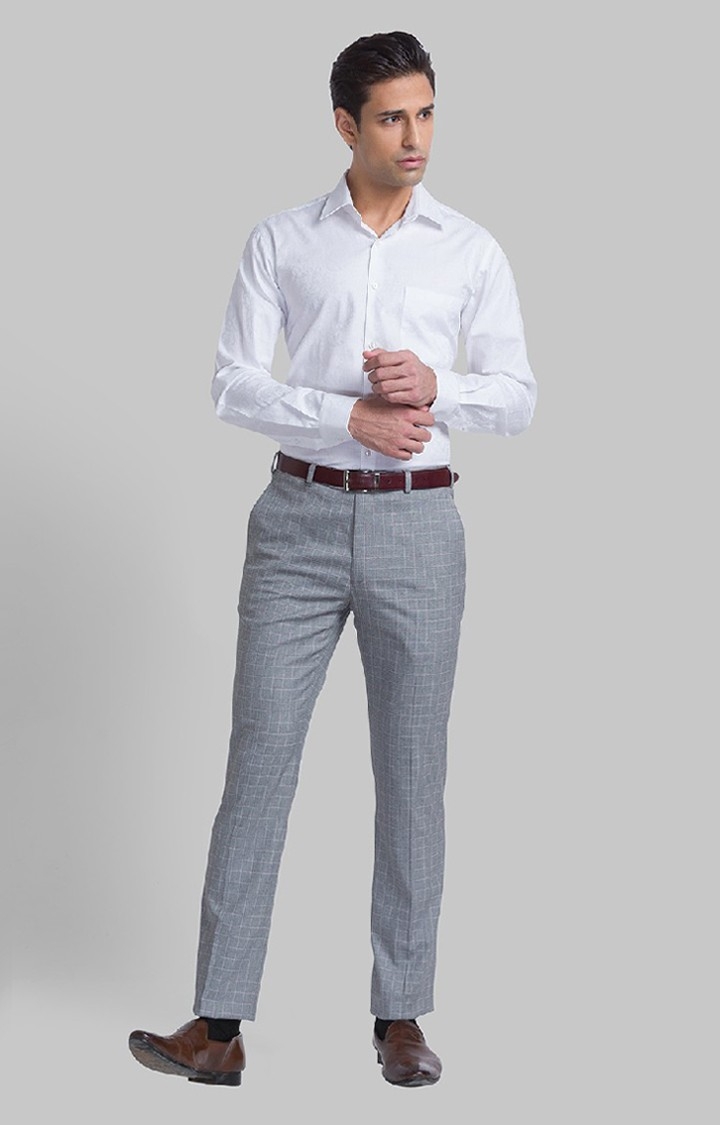 Raymond Contemporary Fit Grey Formal Trouser For Men