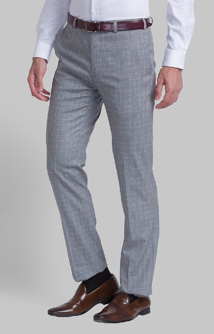 Raymond Contemporary Fit Grey Formal Trouser For Men