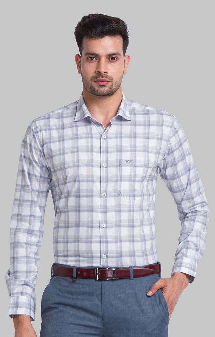 Park Avenue | Park Avenue Grey Checks Slim Fit Casual Shirts For Men