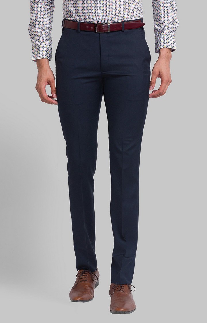Park Avenue Super Slim Fit Blue Formal Trouser For Men
