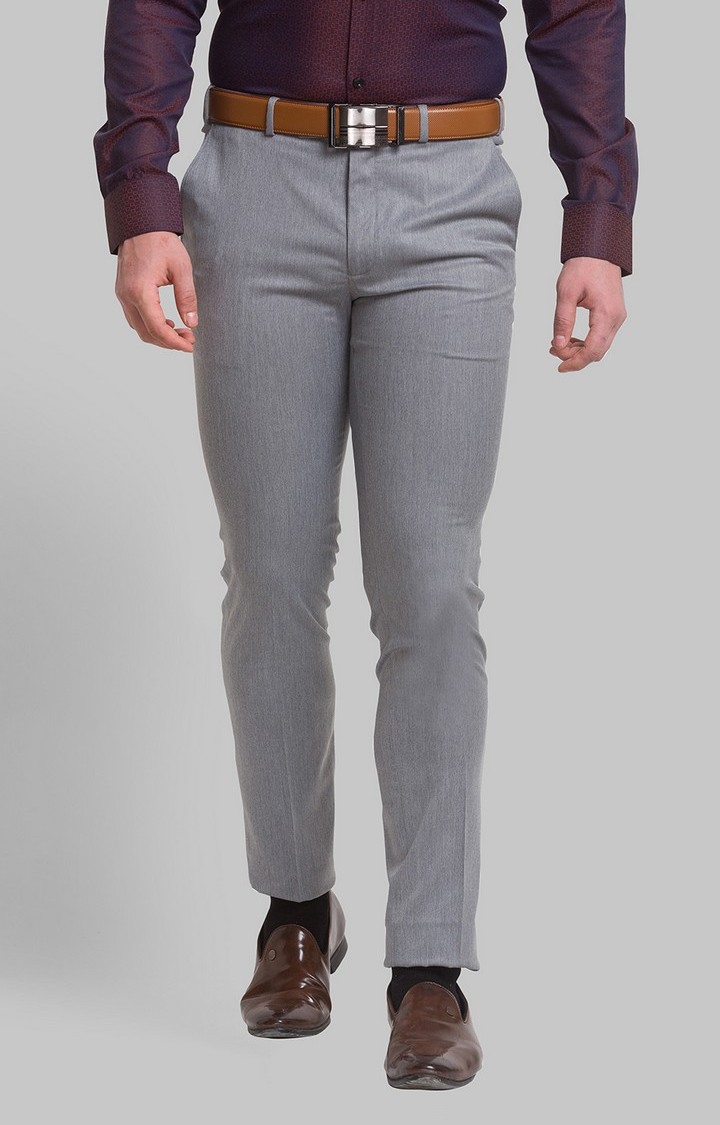Park Avenue | Park Avenue Super Slim Fit Grey Formal Trouser For Men