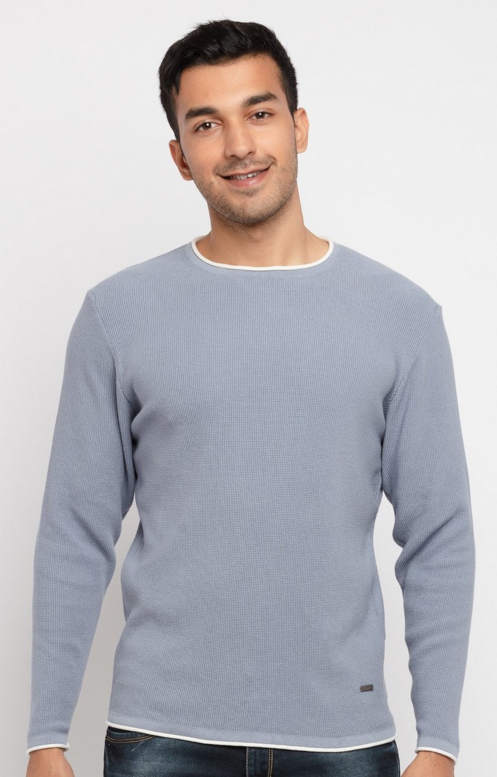 Men's Grey Acrylic Knitted Sweaters