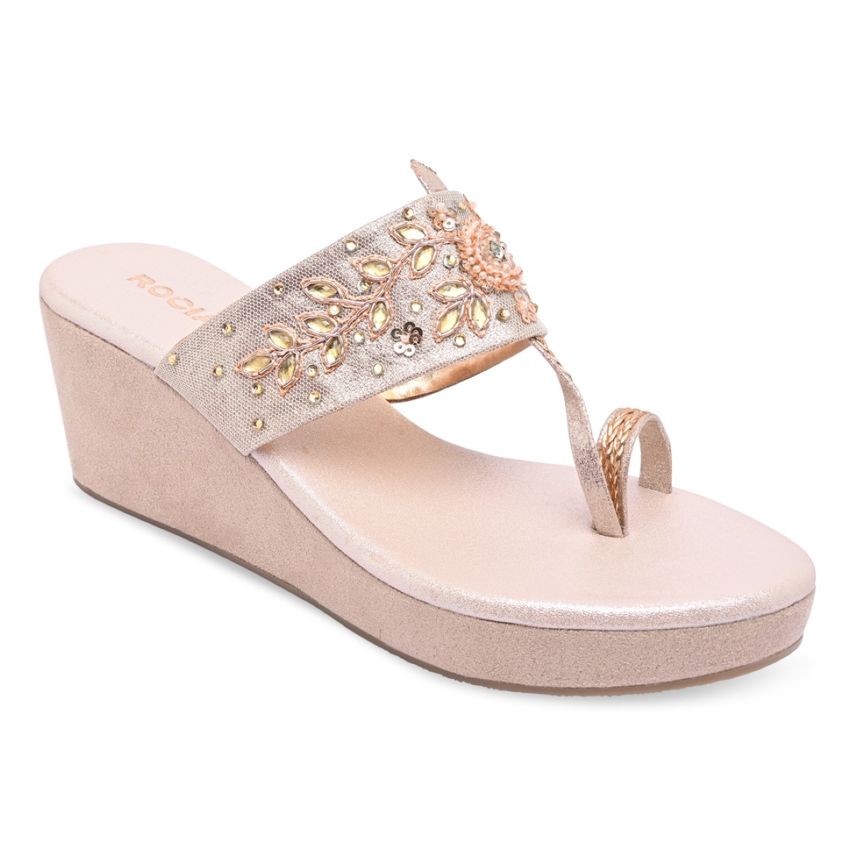 Rocia | Rocia By Regal Rose Gold Women Embroidered Wedges
