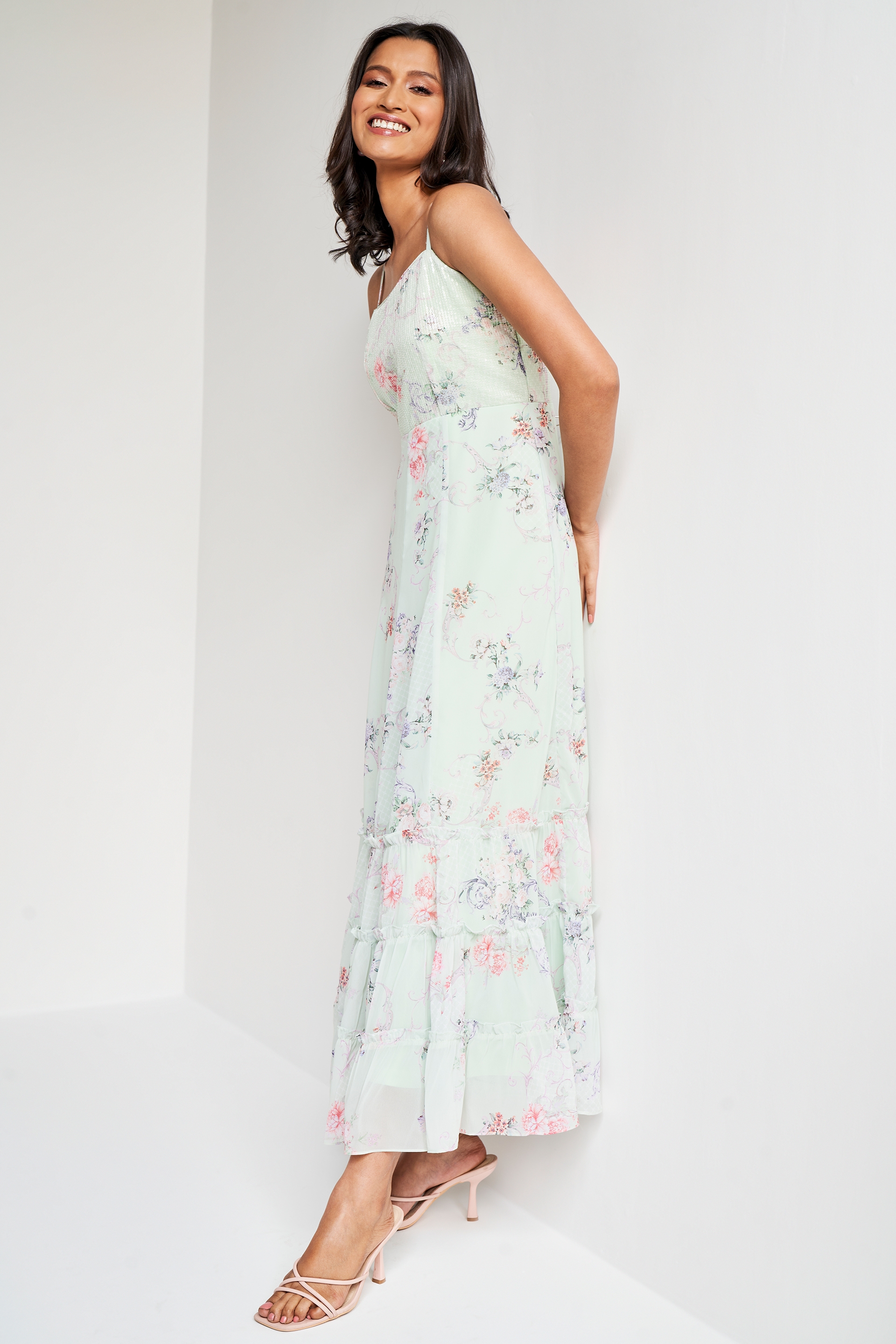 AND Evening Floral Mint Gown