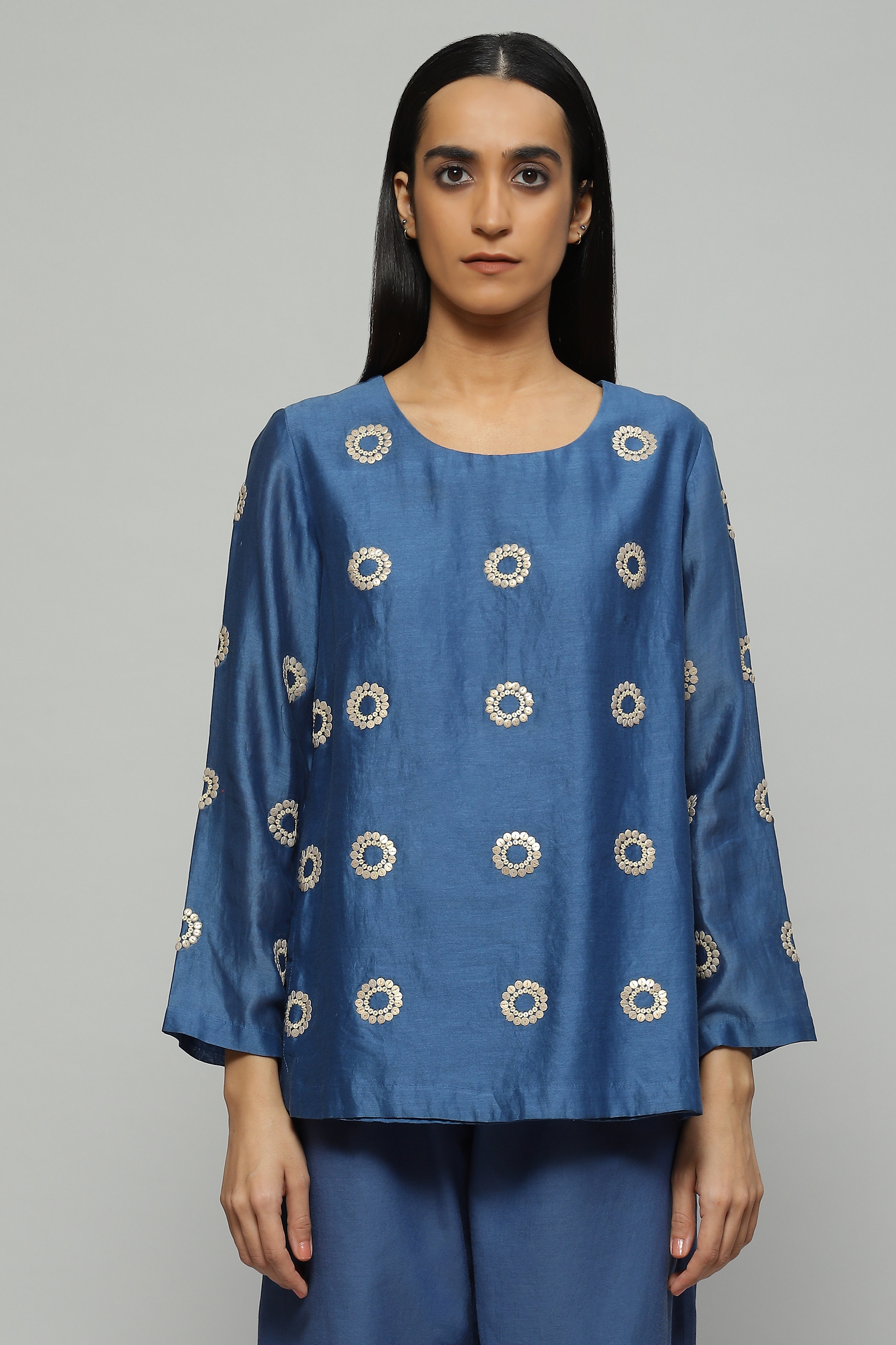ABRAHAM AND THAKORE | Silk Cotton Sequinned Top