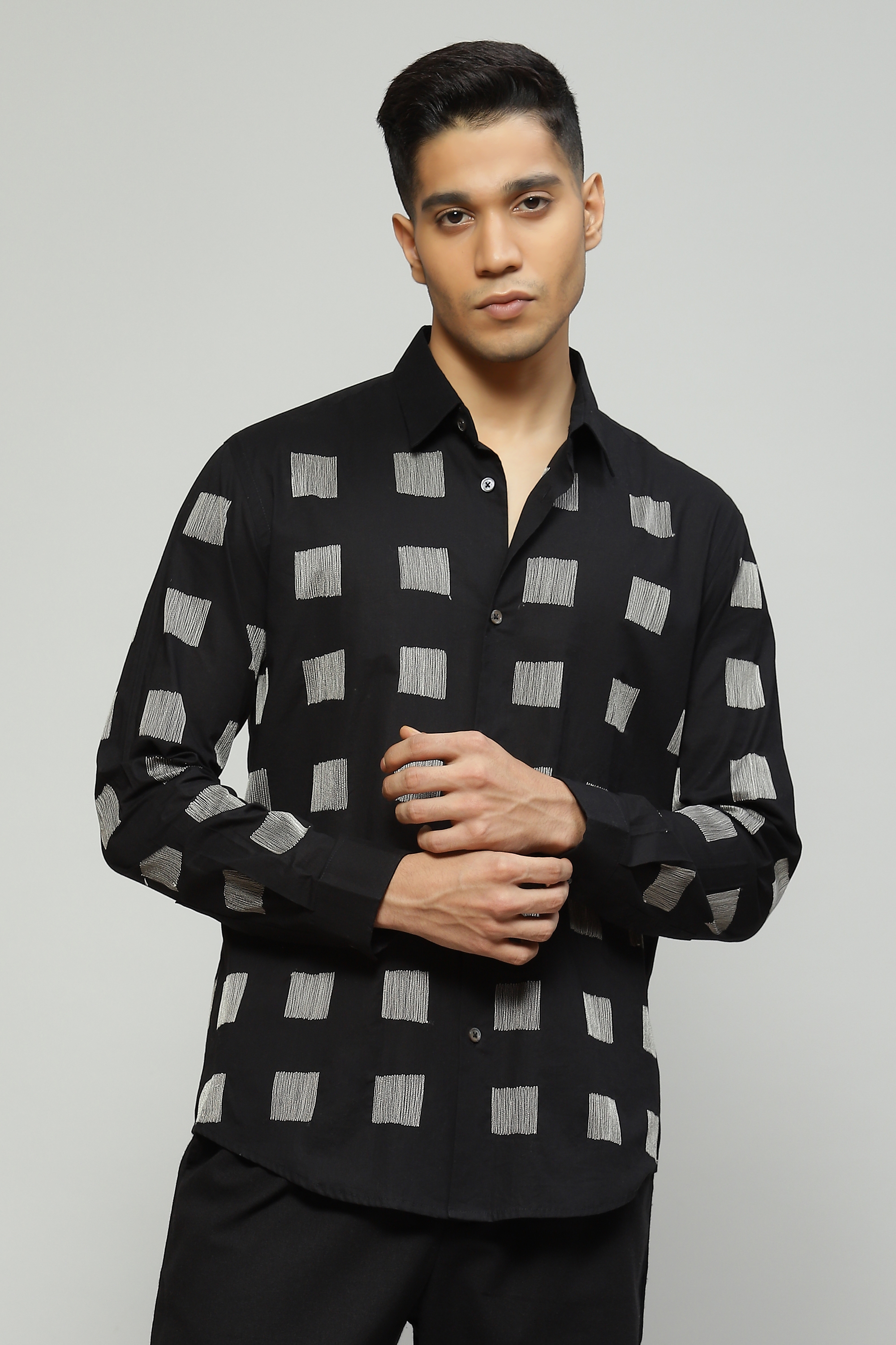 ABRAHAM AND THAKORE | Scribble Embroidered Shirt