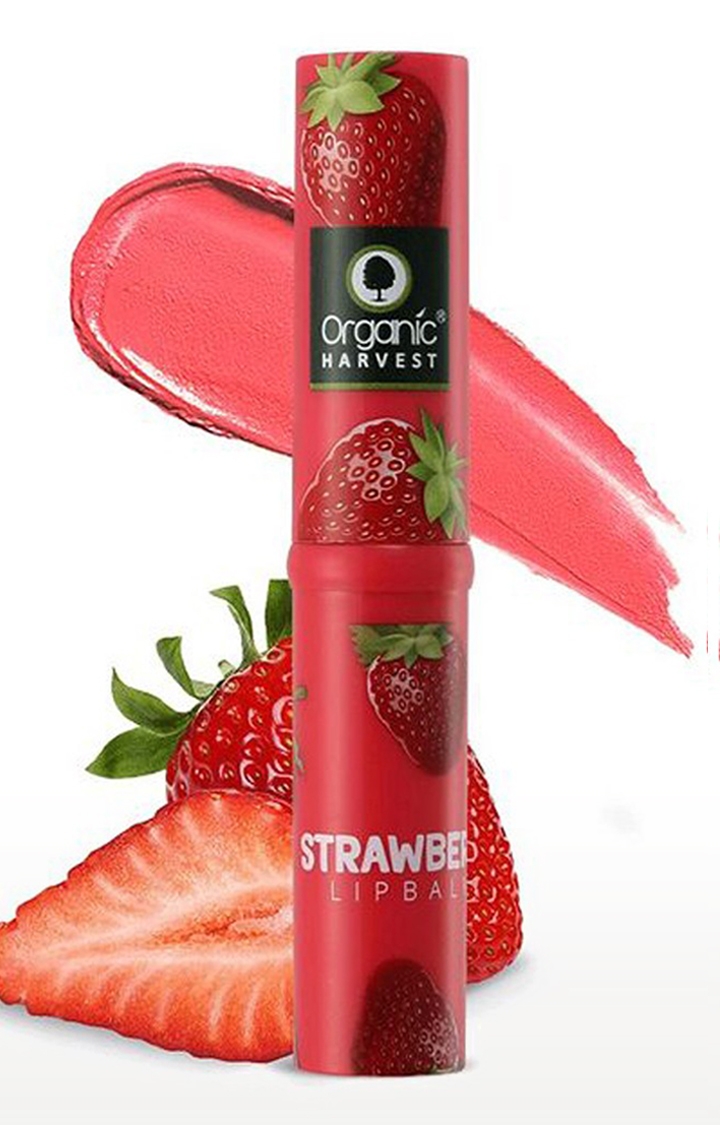 Organic Harvest | Organic Harvest Lip Balm Strawberry With Mango Butter for Dry and Chapped Lips, 3gm