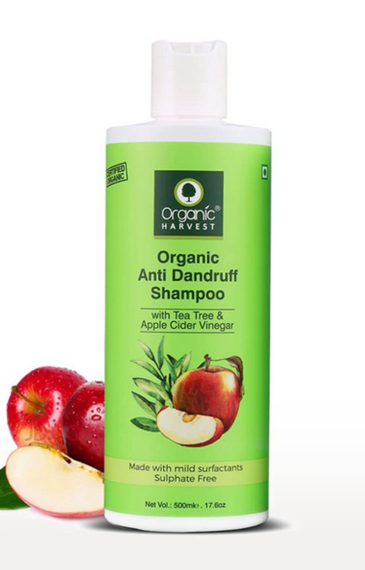 Organic Harvest | Organic Harvest Anti Dandruff Shampoo with Tea Tree and Apple Cider Vinegar for Women & Men | For All Type Hair | Free from Chemicals, Mineral Oils, Alcohol – 500ml