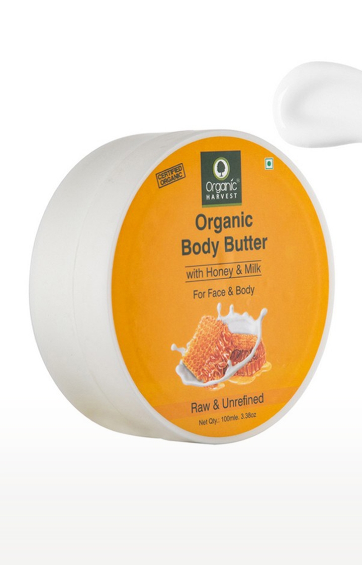 Organic Harvest | Organic Body Butter Cream With Honey And Milk For Face And Body - 100ml