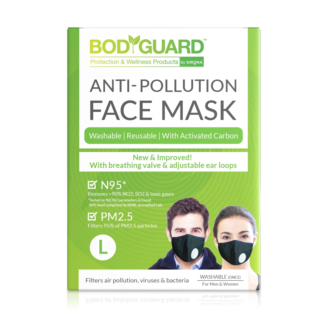 Bodyguard | Bodyguard N95 + PM2.5 Anti Pollution Face Mask with Valve and Activated Carbon - Large