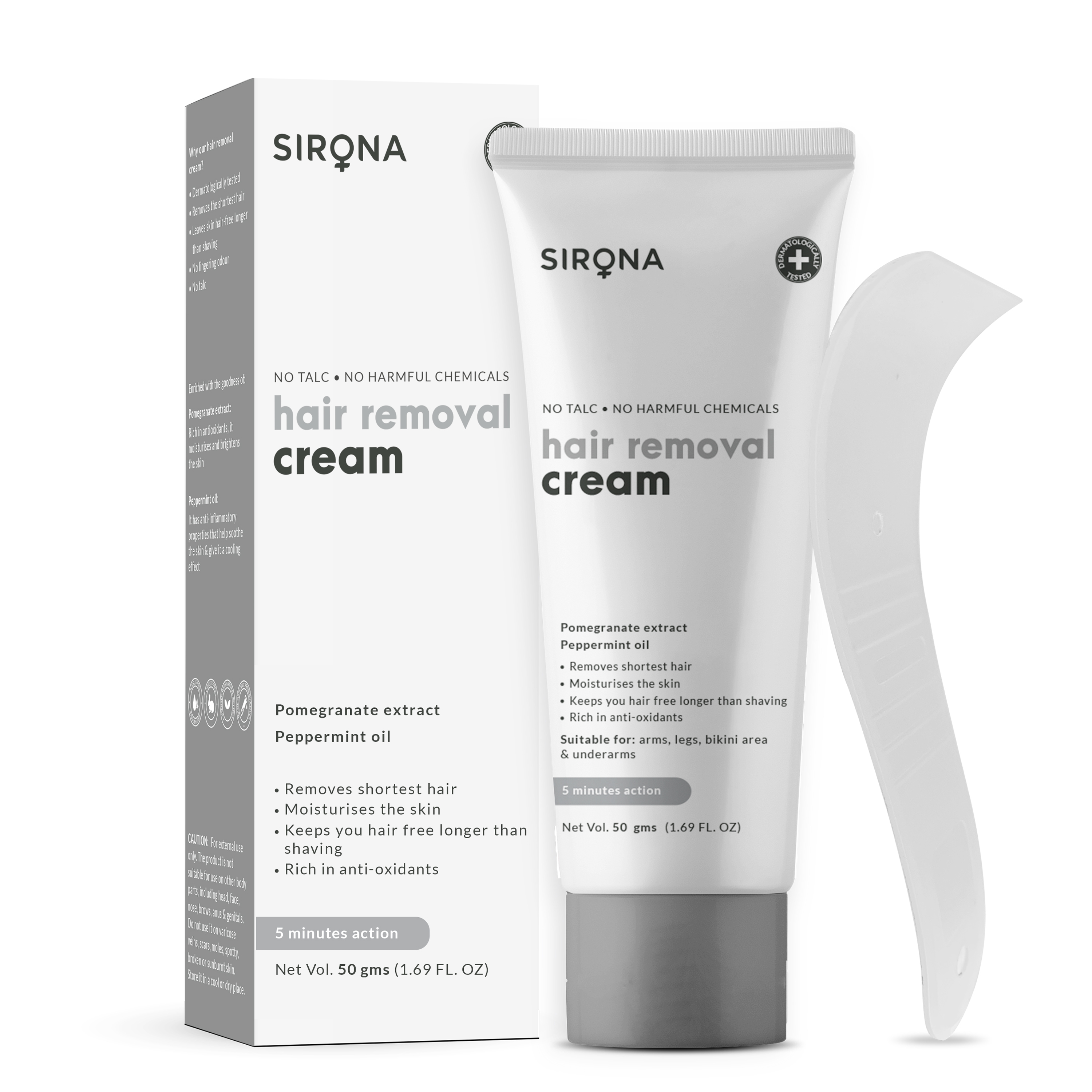 Sirona | Sirona Hair Removal Cream - 50 Gms For Arms, Legs, Bikini Line & Underarm With No Talc & No Chemical Actives