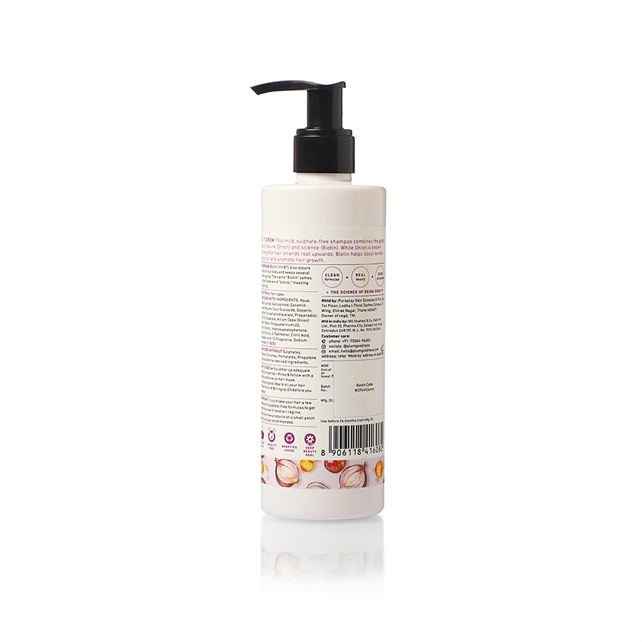 Plum Onion and Biotin Sulphate-free & Paraben-free Shampoo for Hairfall Control for All Hair Types | With Onion Extract, Biotin, D-Panthenol | Reduces Hair Breakage, Boosts Scalp Health