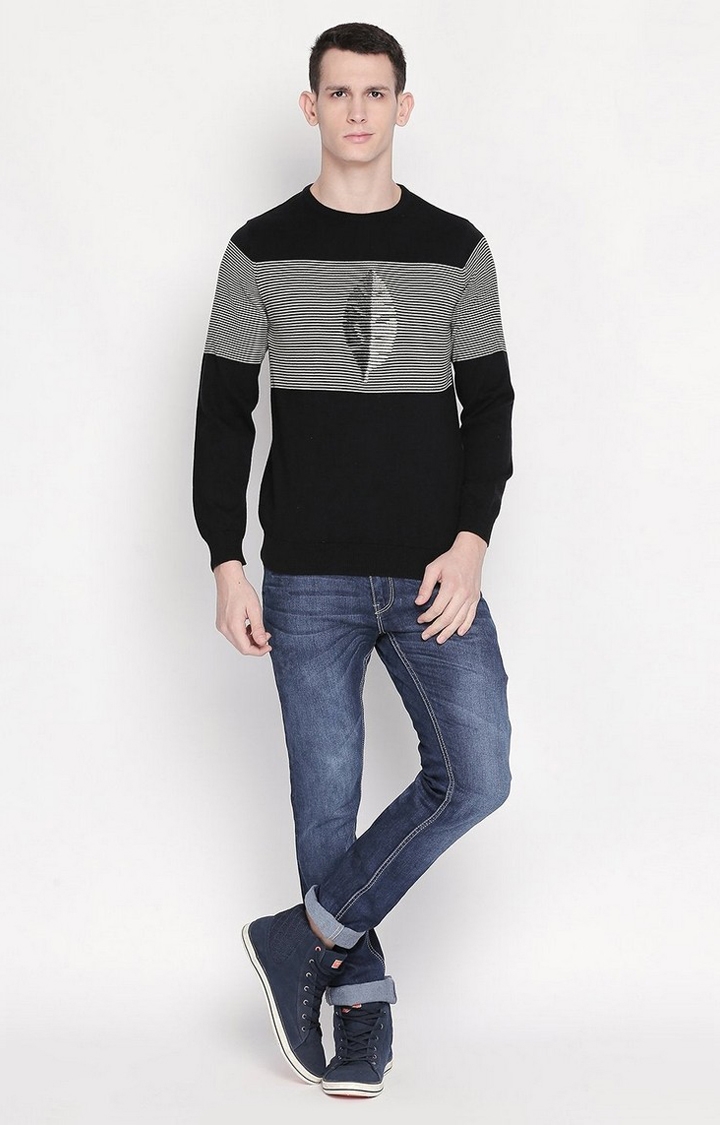 Men's Black Cotton Printed Sweatshirts